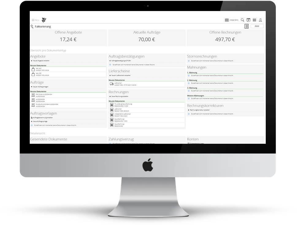 imac mit fakturierungsansicht